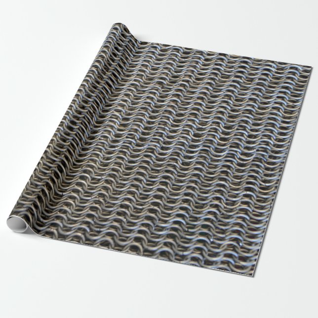 metal chain mail armour mediaeval knight fighter wrapping paper (Unrolled)