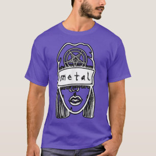 Metal Chick Wearing Beanie Heavy Metal Music  T-Shirt