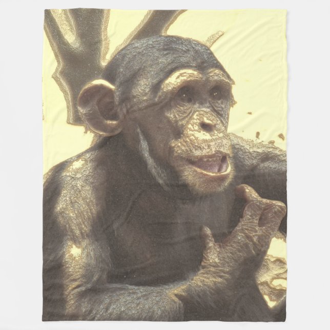 metal Chimp Fleece Blanket (Front)