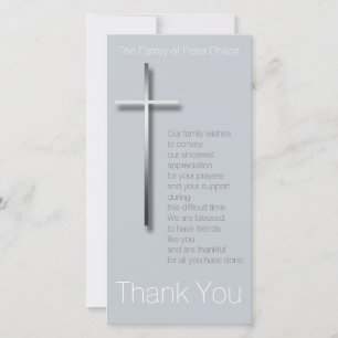 Metal Christian Cross Sympathy Thank You choose C Card