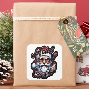 Metal Christmas Rocker Santa Head Sticker