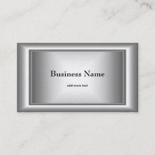 Metal Chrome Elegant Black & White Style Silver 5 Business Card