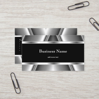 Metal Chrome Elegant Black & White Style Silver Business Card