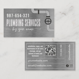 Metal Chrome Plumbing services Business Card