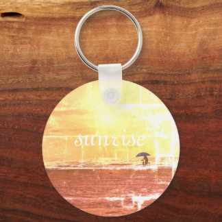 Metal Circle Keychain, 2" Sunrise Key Ring