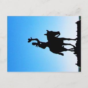 Metal Cowboy Art On Gate near Johnson City, TX Postcard