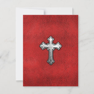 Metal Cross on Red Leather