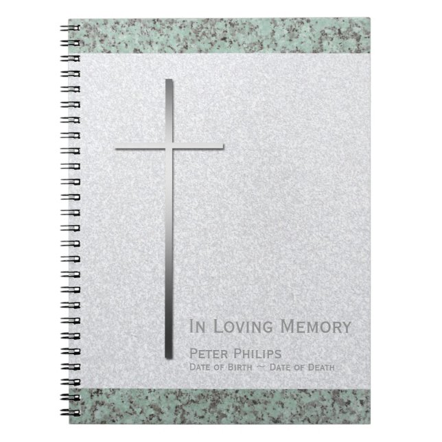 Metal Cross Stone 2 Funeral Memorial S Guest Book (Front)