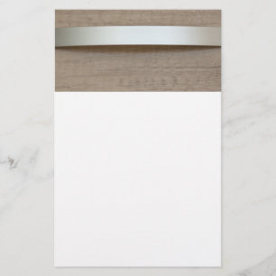 Metal curved plate with wooden surface behind it flyer