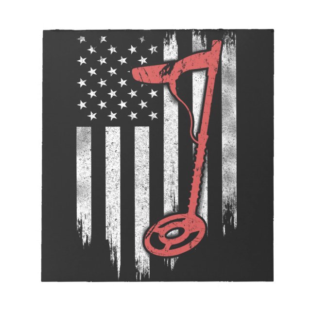 Metal Detecting American Flag Notepad (Front)