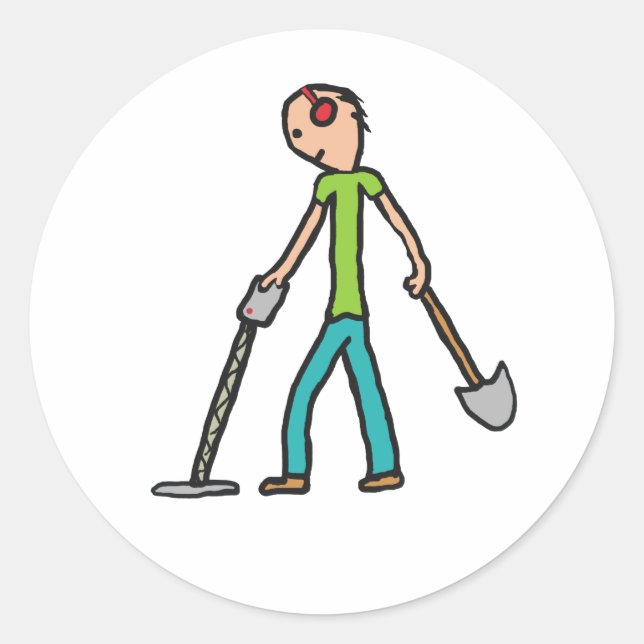 Metal Detecting Detectorist Classic Round Sticker (Front)