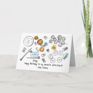Metal Detecting Happy Birthday Relics Custom Name Card