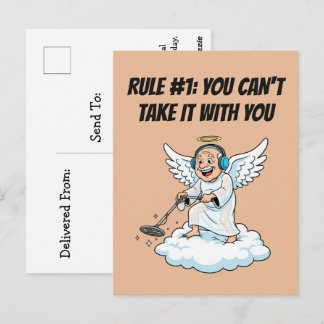 Metal Detecting Heaven Angel Birthday Humour Postcard
