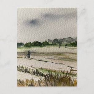 Metal Detecting In The Fields Postcard