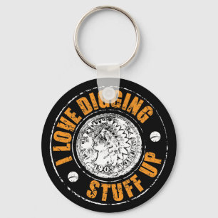 Metal detecting keychain, fun metal detecting gift key ring