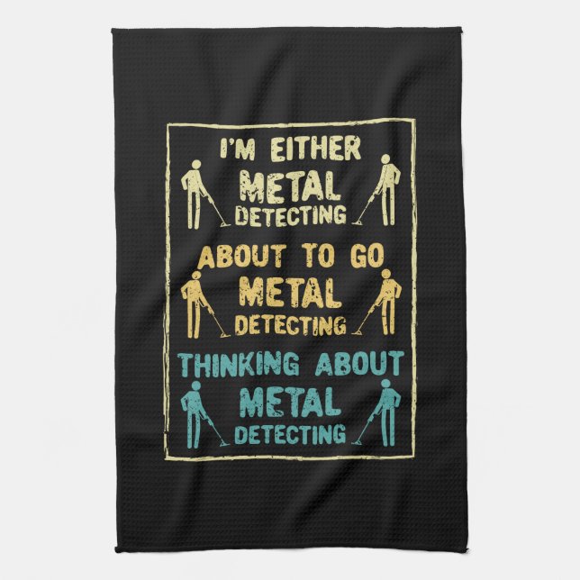 Metal Detecting Metal Detector Tea Towel (Vertical)
