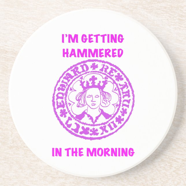 Metal Detecting Pink Hammered Coin Coaster (Front)