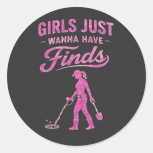 Metal Detecting Pink Lady Classic Round Sticker