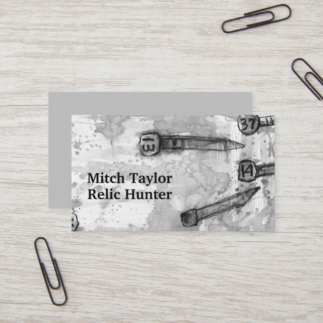 Metal Detecting Relic Square Railroad Date Nails Business Card (Front/Back In Situ)