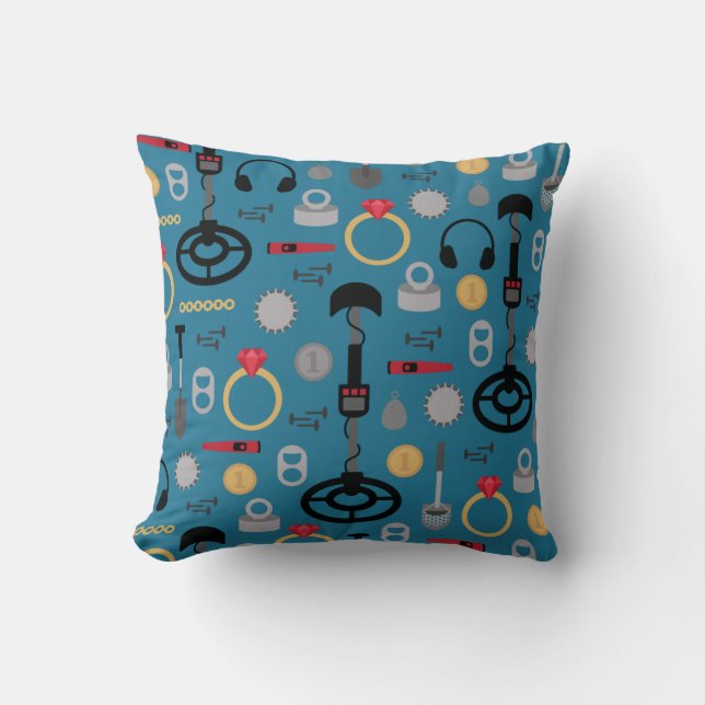 Metal Detecting Throw Pillow (Front)