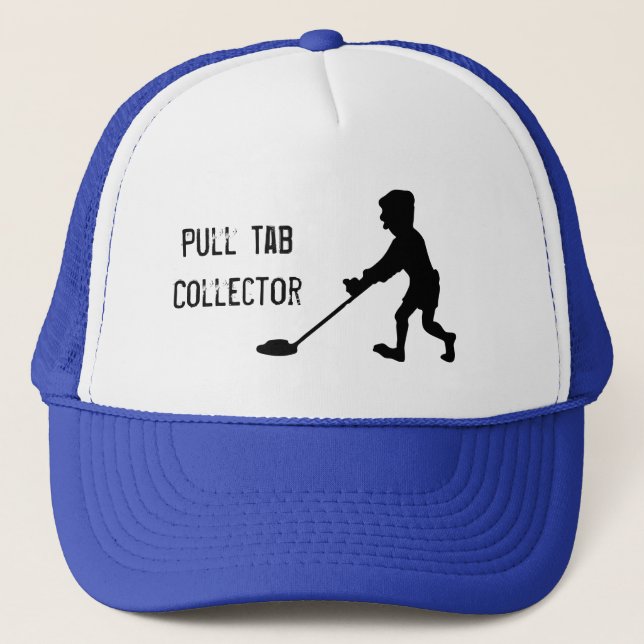 Metal Detector Pull Tab Collector Silhouette Trucker Hat (Front)