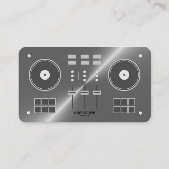 Metal Faux Pro-DJ Controller Business Card (Front)
