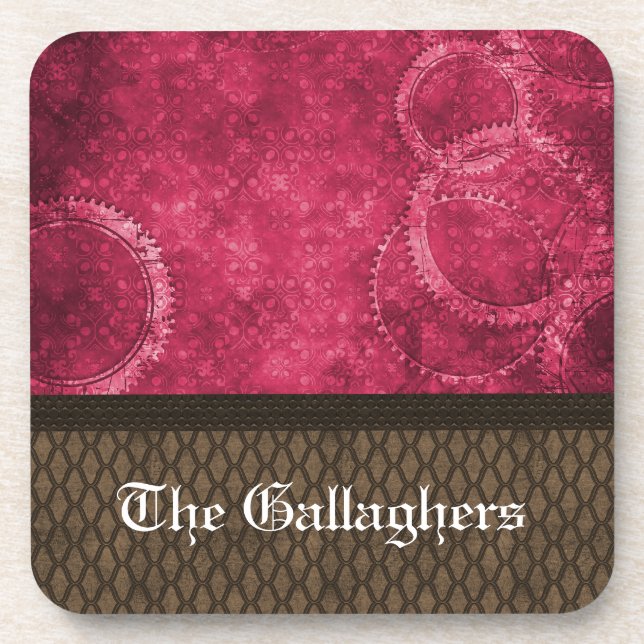 Metal Gear Steampunk Coaster Set, Pink (Front)