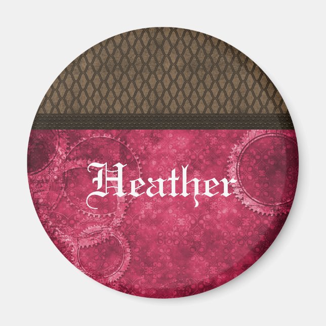 Metal Gear Steampunk Magnet, Pink Magnet (Front)