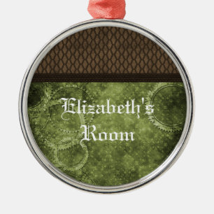 Metal Gear Steampunk Ornament, Green Metal Ornament