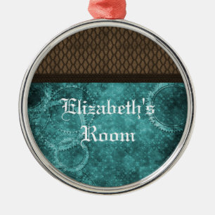 Metal Gear Steampunk Ornament, Teal Tree Decoration