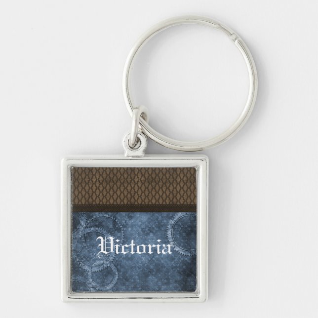 Metal Gear Steampunk Premium Keychain, Blue Key Ring (Front)