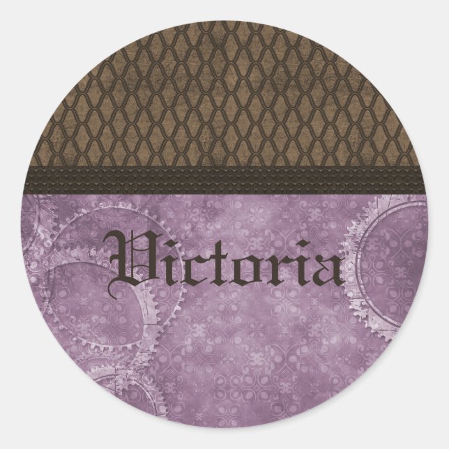 Metal Gear Steampunk Stickers, Purple Classic Round Sticker (Front)