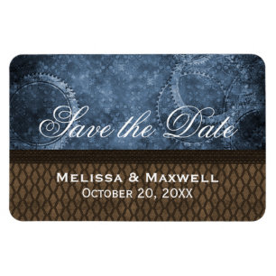 Metal Gears Save the Date Flexi Magnet, Blue Magnet