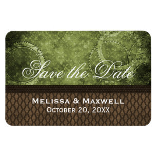 Metal Gears Save the Date Flexi Magnet, Green Magnet