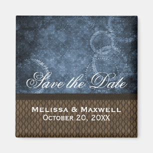 Metal Gears Save the Date Magnet, Blue Magnet