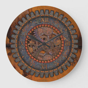 Metal Gears Steampunk Large Clock