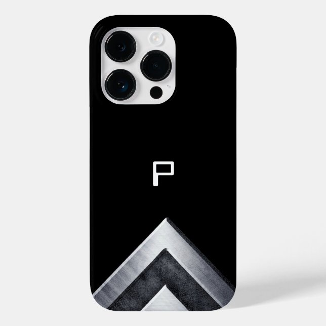 Metal Geometric Monogrammed Black Case-Mate iPhone Case (Back)