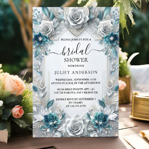 Metal Glam Shiny High End Silver Bridal Shower Invitation