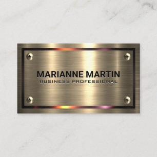 Metal Gold Brushed   Metallic Border   Screws Business Card