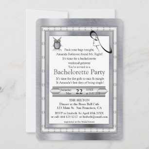 Metal Gold, Silver - Brass Bachelorette Invitation