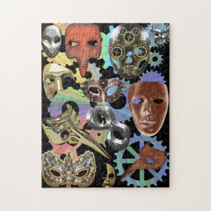 metal gold silver masquerade steampunk masks jigsaw puzzle