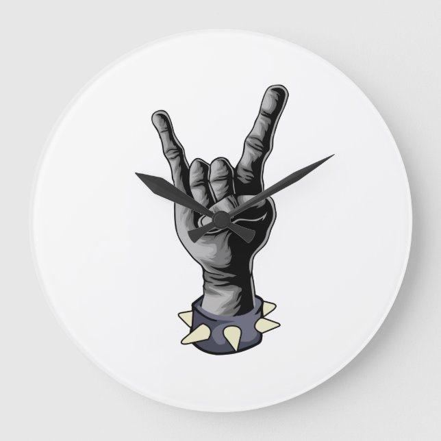 Metal Hand Devil Horns Heavy Metal Large Clock (Front)