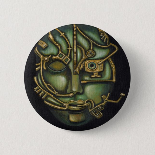 Metal Head 6 Cm Round Badge (Front)