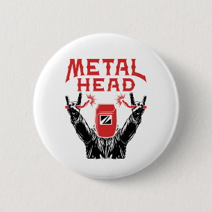 Metal Head Funny Welder Welding Helmet 6 Cm Round Badge