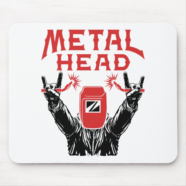 Metal Head Funny Welder Welding Helmet Mouse Pad (Front)