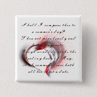 Metal Heart with Shakespeare's sonnet 18 15 Cm Square Badge