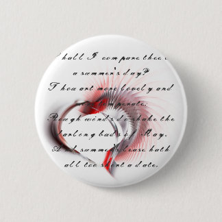 Metal Heart with Shakespeare's sonnet 18 6 Cm Round Badge
