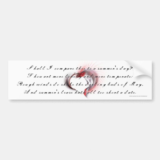 Metal Heart with Shakespeare's sonnet 18 Bumper Sticker (Front)