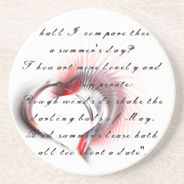 Metal Heart with Shakespeare's sonnet 18 Coaster (Front)