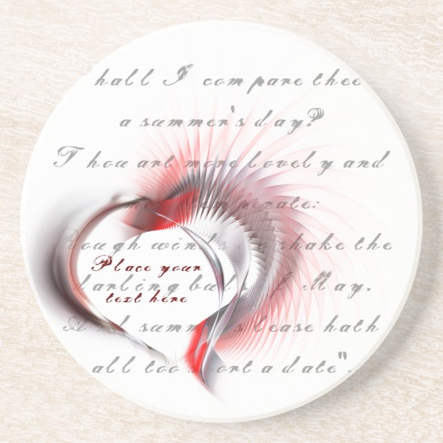 Metal Heart with Shakespeare's sonnet 18 Coaster (Front)